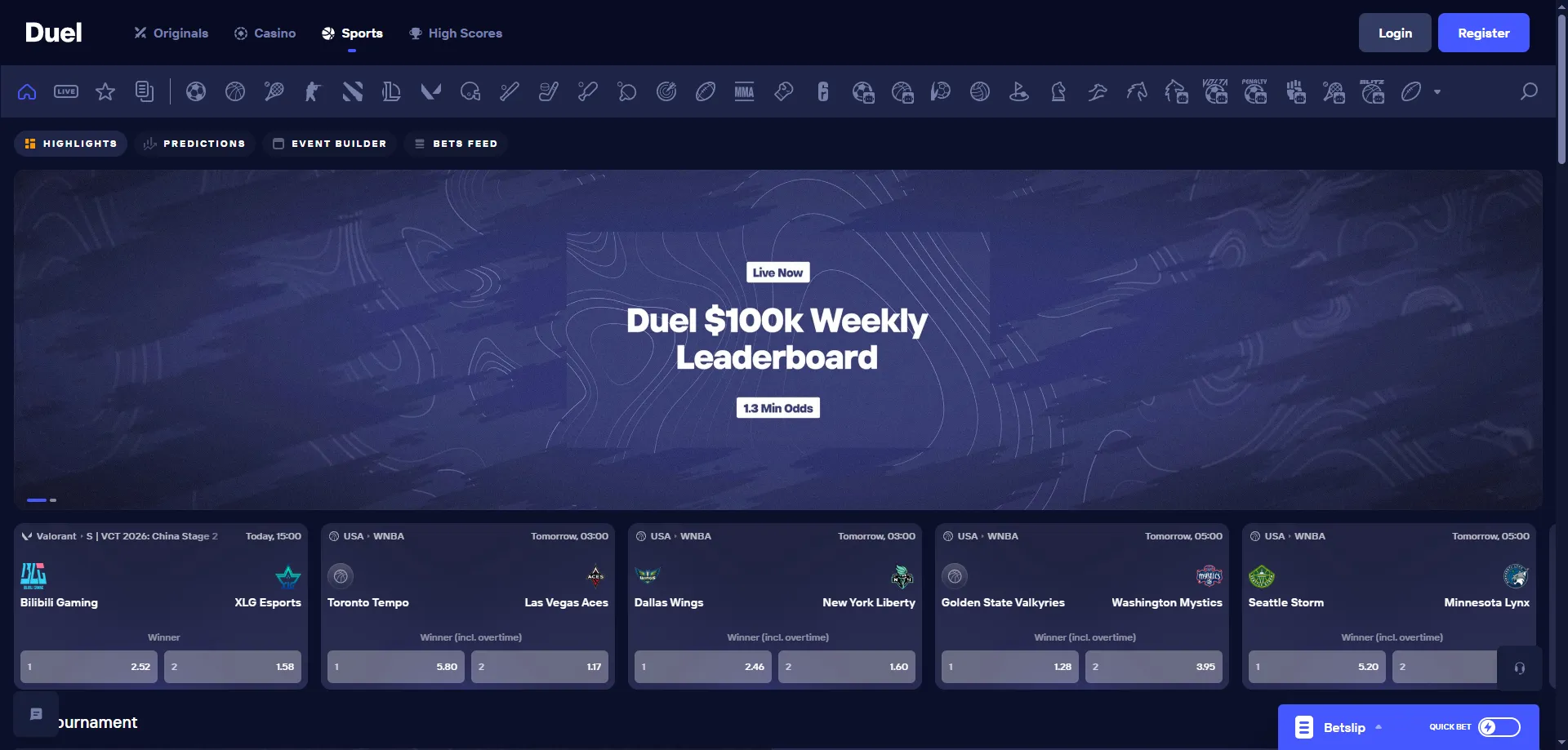 Duel Casino sportsbook – živé stávky na futbal, tenis a esporty
