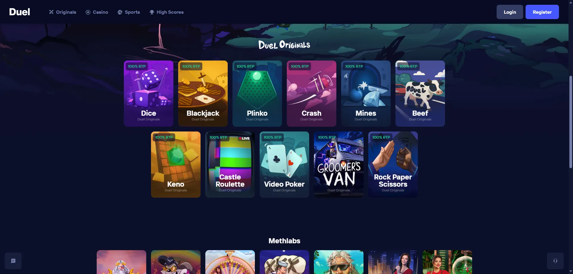 Duel Casino krypto platby – okamžité vklady a výbery bez limitov